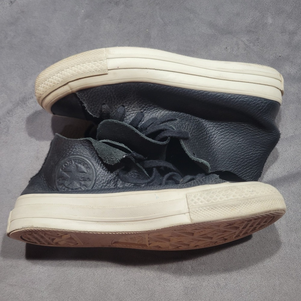 Converse All Star Prime High Top Black Tumbled Leather Sneakers Womens 5